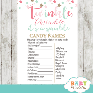 twinkle twinkle little star baby sprinkle games pink turquoise gold
