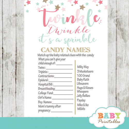 Twinkle Twinkle Baby Sprinkle Games, Pink & Turquoise - D350 - Baby ...