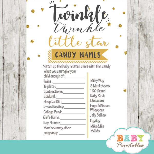 twinkle twinkle little star baby shower games decorations theme gender neutral yellow gold