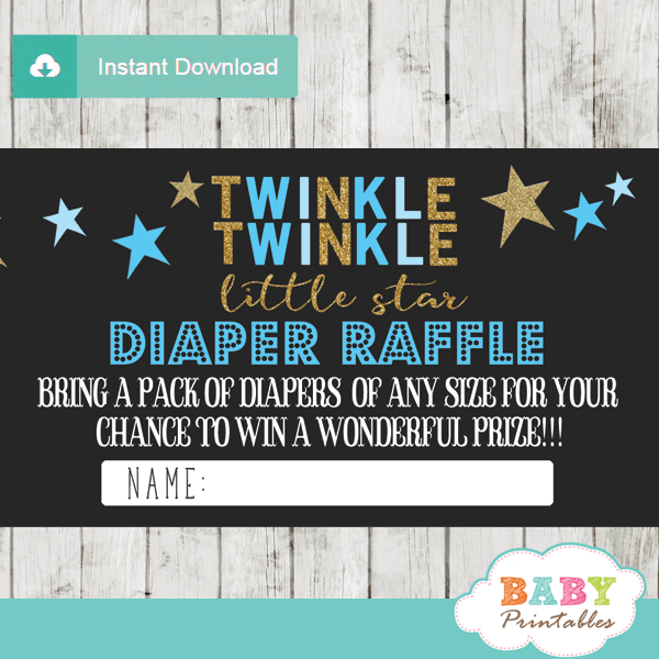 twinkle twinkle little star baby shower diaper raffle tickets decorations theme blue boy