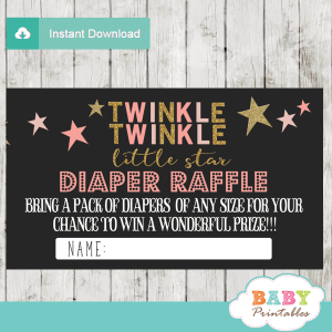 twinkle twinkle little star baby shower diaper raffle tickets decorations theme pink girl