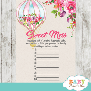 up up and away hot air balloons baby shower games girl pink floral bouquet