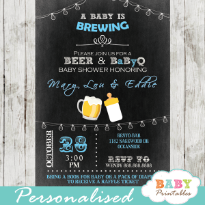 blue boy beer coed bbq baby shower invitations
