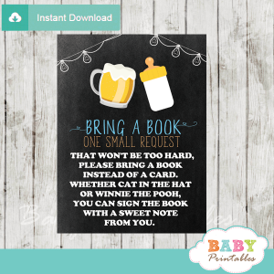 blue boy beer bbq baby shower book request cards