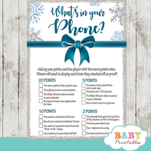 winter wonderland baby it's cold outside baby shower games winter wonderland teal blue silver gray snowflakes ribbon with bow boy