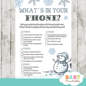 baby it's cold outside baby shower games winter snowman wonderland snowflake boy blue silver