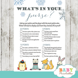 woodland animals baby it's cold outside baby shower games silver blue boy winter wonderland theme