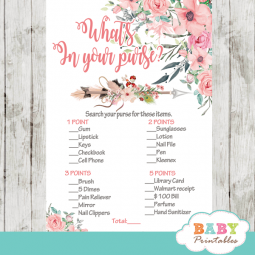 Boho Floral Arrow Baby Shower Games - D327 - Baby Printables