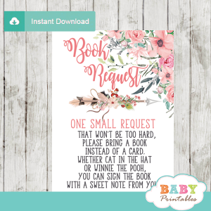 boho floral arrow book request cards pink blush invitation inserts