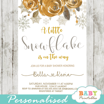 Gender Neutral Snowflake Baby Shower Invitations - D403 - Baby Printables