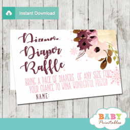 Blush Snowflake Diaper Raffle Tickets - D405 - Baby Printables