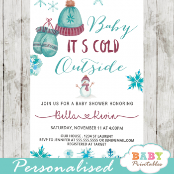 Vintage Winter Baby Shower Invitations - D413 - Baby Printables