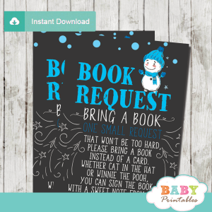 winter wonderland book request cards baby it's cold outside invitation inserts boy white blue