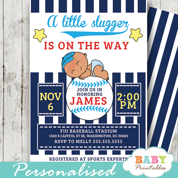 Sports themed baby shower invitations sales for boy