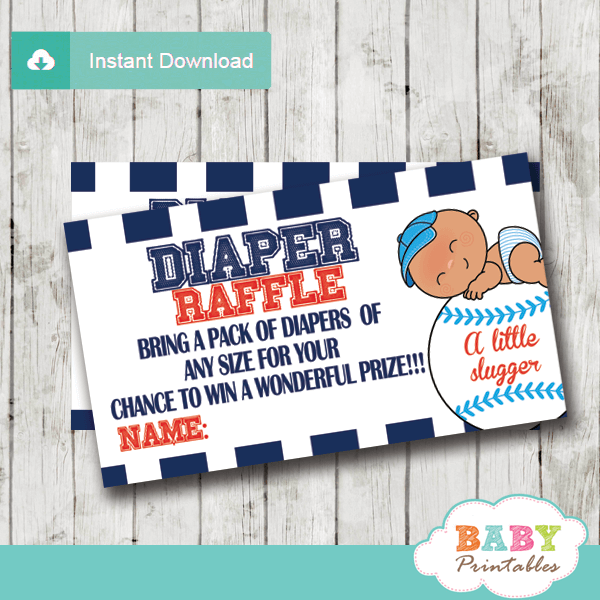 baby boy sports little slugger baseball diaper raffle tickets