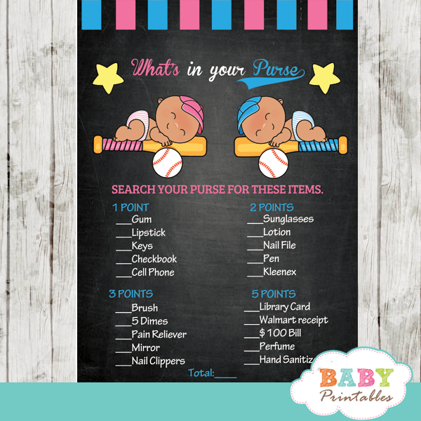 Baseball Gender Reveal Baby Shower Games D392 Baby Printables