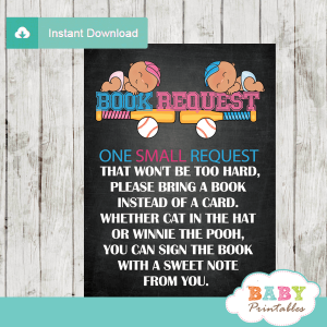 baseball gender reveal book request cards all star sports invitation inserts