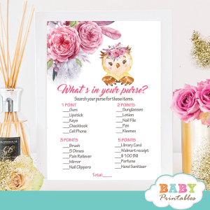 pink and gray owl baby shower games girl watercolor flowers