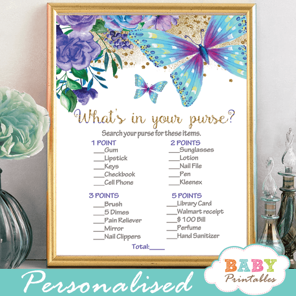 flowers and butterflies purple and turquoise baby shower games purple mauve girl hand painted
