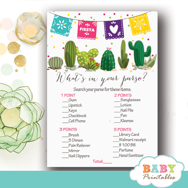 succulent mexican fiesta baby shower games watercolor cactus papel picado paper flags boys girls