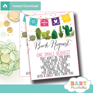 mexican themed fiesta books for baby cards succulent cactus invitation inserts