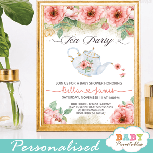 pink floral garden tea baby shower invitations girl