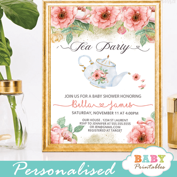 Personalised Peter Rabbit Baby Shower Invites Floral Baby Shower