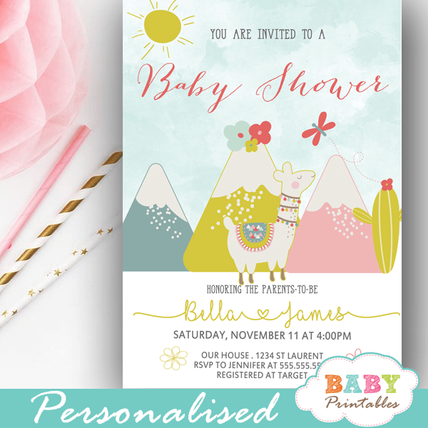 Llama Baby Shower Invitations, Gender Neutral – D481 - Baby Printables