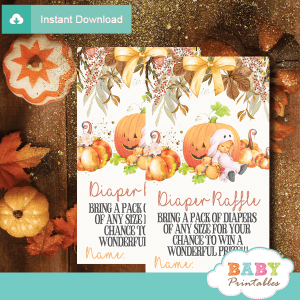 fall flowers pumpkin theme diaper raffle tickets autumn shower