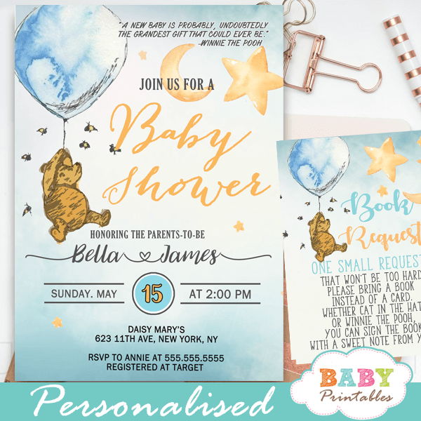 party city winnie the pooh baby shower invitations