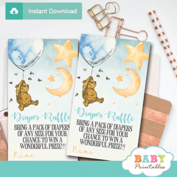 Winnie The Pooh Diaper Raffle Tickets - D290 - Baby Printables