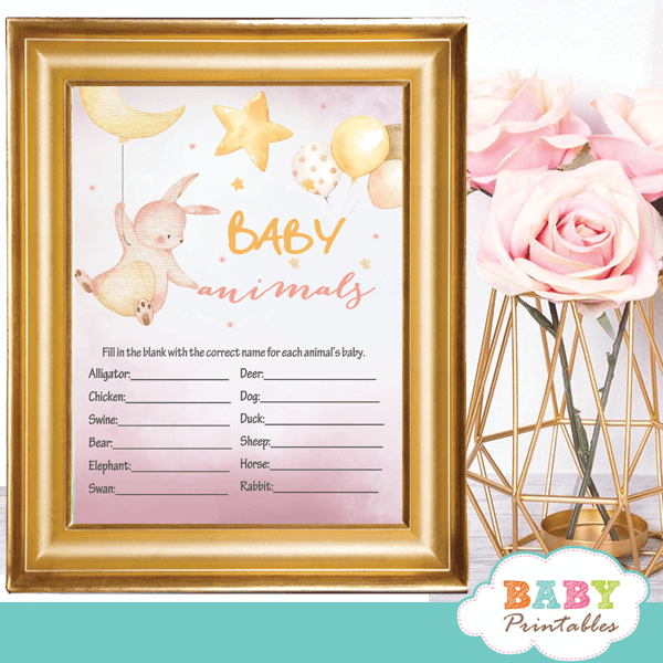moon and stars theme pink bunny baby shower games