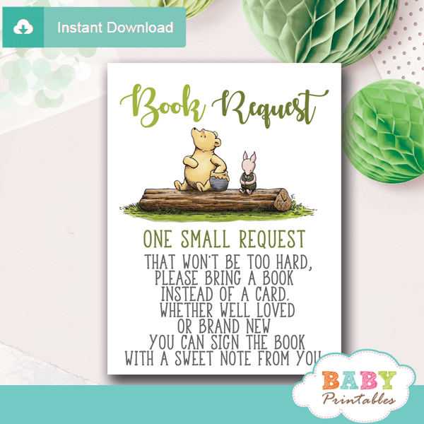 gender reveal vintage winnie the pooh book request cards cute invitation inserts classic