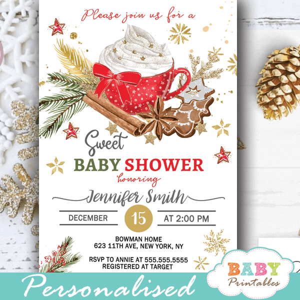 christmas baby shower invitations sweet gender neutral holiday winter theme