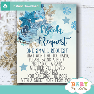 baby it's cold outside book request cards winter wonderland blue invitation inserts