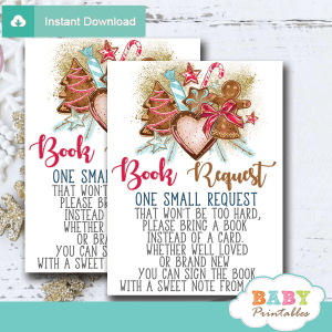 gingerbread cookies Christmas book request cards winter wonderland invitation inserts girl holiday