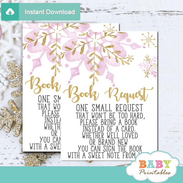 pink and gold snowflake invitation inserts books for baby girl winter theme