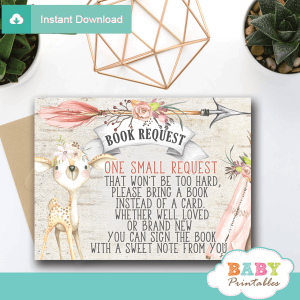 rustic woodland deer books for baby invitations inserts girl shower