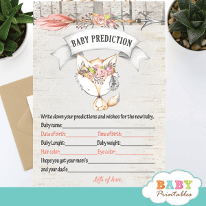 rustic woodland fox baby shower games floral girl pink gray boho