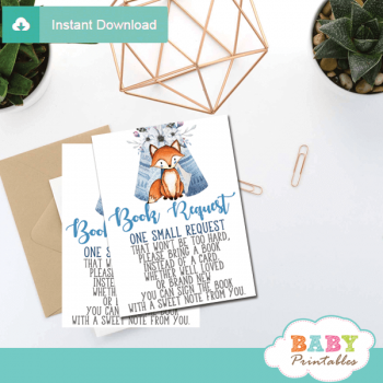 Woodland Tribal Fox Book Request Cards – D243 - Baby Printables