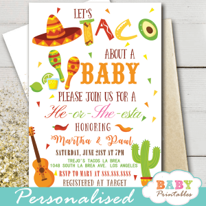 mexican fiest gender reveal invitations taco about a baby love he or she theme