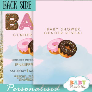 he or she donut gender reveal invitations boy or girl pink or blue ideas