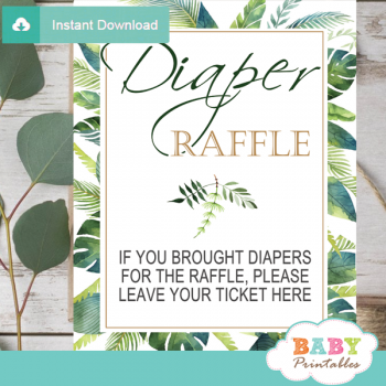 Greenery Tropical Diaper Raffle Sign – D493 - Baby Printables