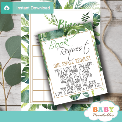 Greenery Tropical Book Request Cards – D493 - Baby Printables