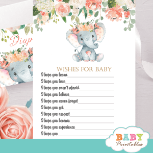 floral coral cream elephant baby shower games fun ideas
