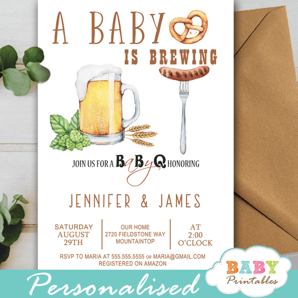 couples babyq baby shower invitations beer bbq gender neutral