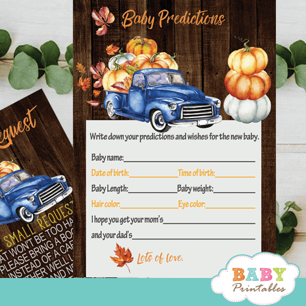 fall barnwood blue truck pumpkin baby shower games