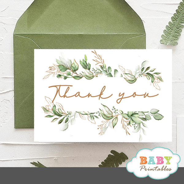 gold geometric frames greenery thank you cards