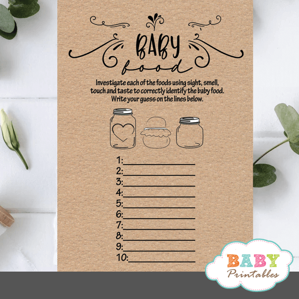 Kraft Paper Rustic Guess The Baby Food Game