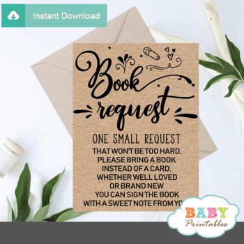 Kraft Paper Rustic Book Request Cards – D550 - Baby Printables